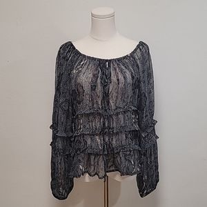 Laurence Bras Boho Hippie Sheer Blouse Size 1/US 6